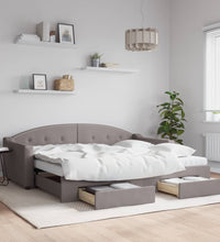 Tagesbett Ausziehbar mit Schubladen Taupe 90x200 cm Stoff