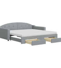 Tagesbett Ausziehbar mit Schubladen Hellgrau 100x200 cm Stoff
