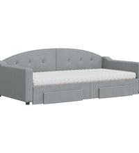 Tagesbett Ausziehbar mit Schubladen Hellgrau 100x200 cm Stoff