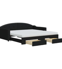Tagesbett Ausziehbar mit Schubladen Schwarz 100x200 cm Stoff