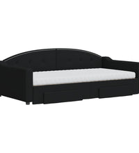 Tagesbett Ausziehbar mit Schubladen Schwarz 100x200 cm Stoff