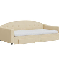 Tagesbett Ausziehbar mit Schubladen Creme 100x200 cm Stoff