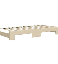 Tagesbett Ausziehbar mit Schubladen Creme 100x200 cm Stoff