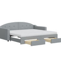Tagesbett Ausziehbar mit Schubladen Hellgrau 90x190 cm Stoff
