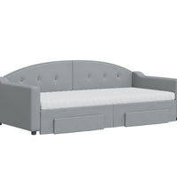 Tagesbett Ausziehbar mit Schubladen Hellgrau 90x190 cm Stoff