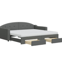Tagesbett Ausziehbar mit Schubladen Dunkelgrau 90x190 cm Stoff