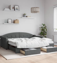 Tagesbett Ausziehbar mit Schubladen Dunkelgrau 90x190 cm Stoff
