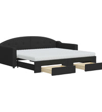 Tagesbett Ausziehbar mit Schubladen Schwarz 90x190 cm Stoff