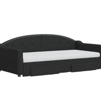 Tagesbett Ausziehbar mit Schubladen Schwarz 90x190 cm Stoff