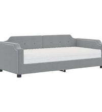 Tagesbett mit Matratze Hellgrau 80x200 cm Stoff