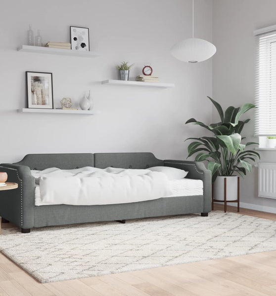 Tagesbett mit Matratze Dunkelgrau 80x200 cm Stoff