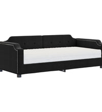 Tagesbett mit Matratze Schwarz 80x200 cm Stoff