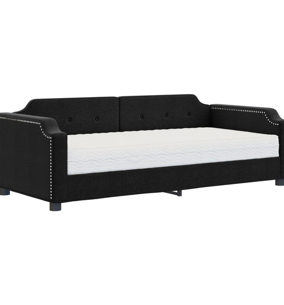 Tagesbett mit Matratze Schwarz 80x200 cm Stoff