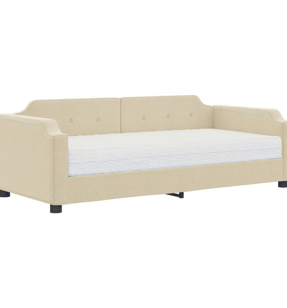 Tagesbett mit Matratze Creme 80x200 cm Stoff
