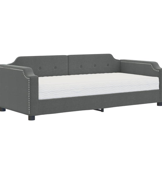Tagesbett mit Matratze Dunkelgrau 90x200 cm Stoff