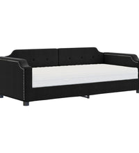 Tagesbett mit Matratze Schwarz 90x200 cm Stoff