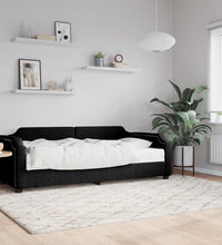 Tagesbett mit Matratze Schwarz 90x200 cm Stoff