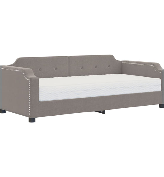 Tagesbett mit Matratze Taupe 90x200 cm Stoff
