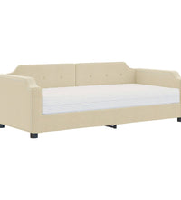 Tagesbett mit Matratze Creme 90x200 cm Stoff