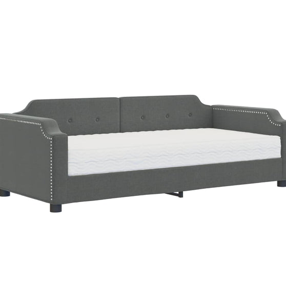 Tagesbett mit Matratze Dunkelgrau 100x200 cm Stoff