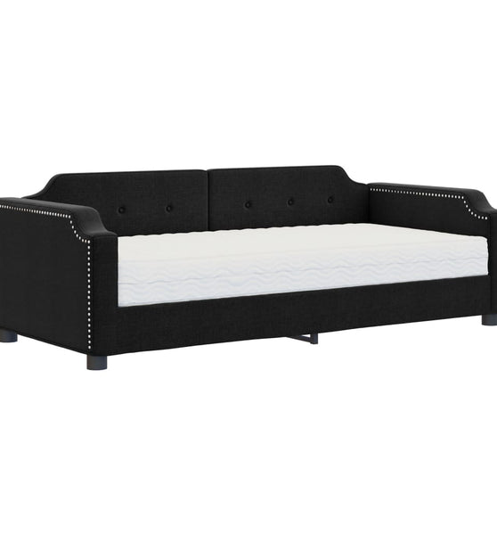 Tagesbett mit Matratze Schwarz 100x200 cm Stoff