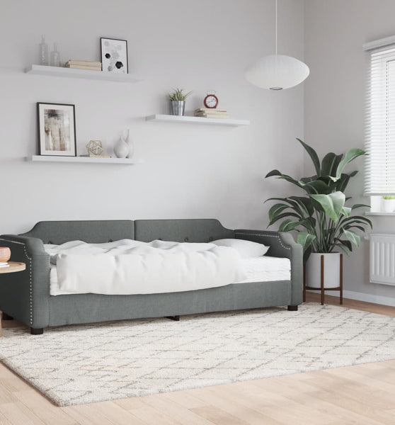 Tagesbett mit Matratze Dunkelgrau 90x190 cm Stoff