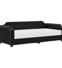 Tagesbett mit Matratze Schwarz 90x190 cm Stoff