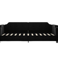 Tagesbett mit Matratze Schwarz 90x190 cm Stoff