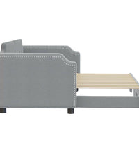 Tagesbett Ausziehbar Hellgrau 80x200 cm Stoff