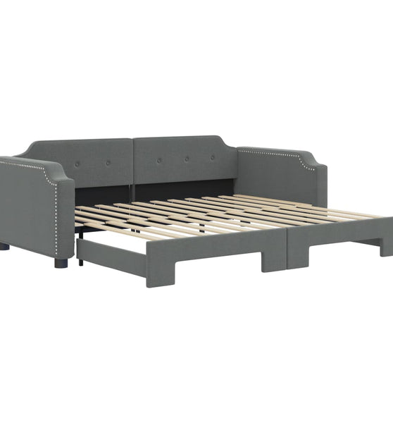 Tagesbett Ausziehbar Dunkelgrau 90x200 cm Stoff