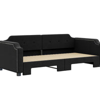 Tagesbett Ausziehbar Schwarz 90x200 cm Stoff