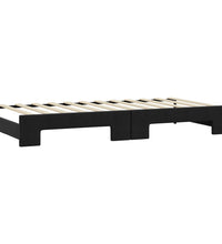 Tagesbett Ausziehbar Schwarz 90x200 cm Stoff