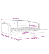 Tagesbett Ausziehbar Schwarz 90x200 cm Stoff