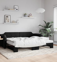 Tagesbett Ausziehbar Schwarz 90x200 cm Stoff