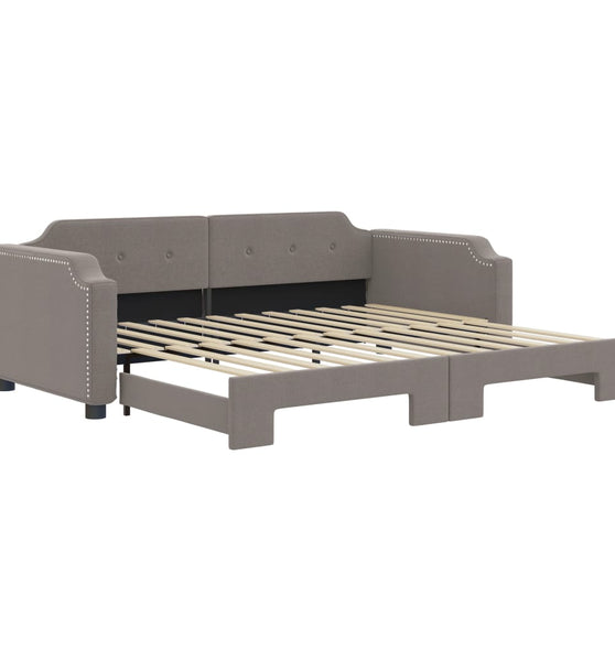 Tagesbett Ausziehbar Taupe 90x200 cm Stoff