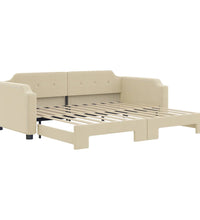 Tagesbett Ausziehbar Creme 90x200 cm Stoff