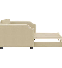 Tagesbett Ausziehbar Creme 90x200 cm Stoff