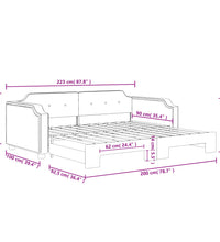 Tagesbett Ausziehbar Creme 90x200 cm Stoff
