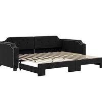 Tagesbett Ausziehbar Schwarz 100x200 cm Stoff