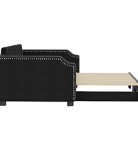 Tagesbett Ausziehbar Schwarz 100x200 cm Stoff