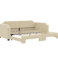 Tagesbett Ausziehbar Creme 100x200 cm Stoff