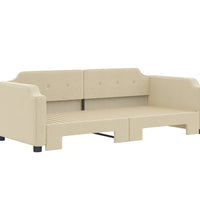 Tagesbett Ausziehbar Creme 100x200 cm Stoff