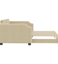 Tagesbett Ausziehbar Creme 100x200 cm Stoff