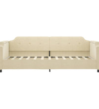 Tagesbett Ausziehbar Creme 100x200 cm Stoff