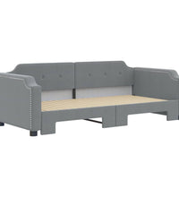 Tagesbett Ausziehbar Hellgrau 90x190 cm Stoff