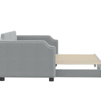 Tagesbett Ausziehbar Hellgrau 90x190 cm Stoff