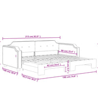 Tagesbett Ausziehbar Hellgrau 90x190 cm Stoff