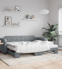 Tagesbett Ausziehbar Hellgrau 90x190 cm Stoff