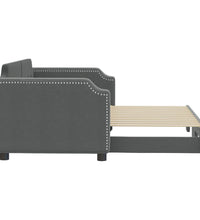 Tagesbett Ausziehbar Dunkelgrau 90x190 cm Stoff