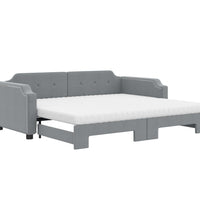 Tagesbett Ausziehbar mit Matratze Hellgrau 80x200 cm Stoff